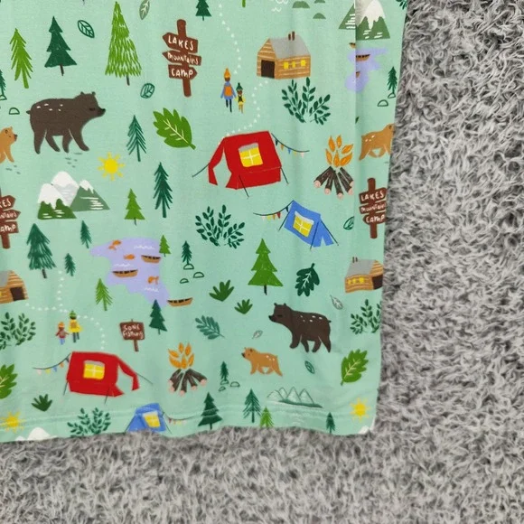 Little Sleepies Women Happy Camper Gorpcore Bamboo Henley Pajama Top Small Green - Picture 12 of 16